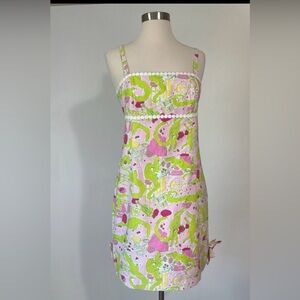 Vintage Lilly Pulitzer Bel Air Sundress Pink Frisky Business Alligator Size 4